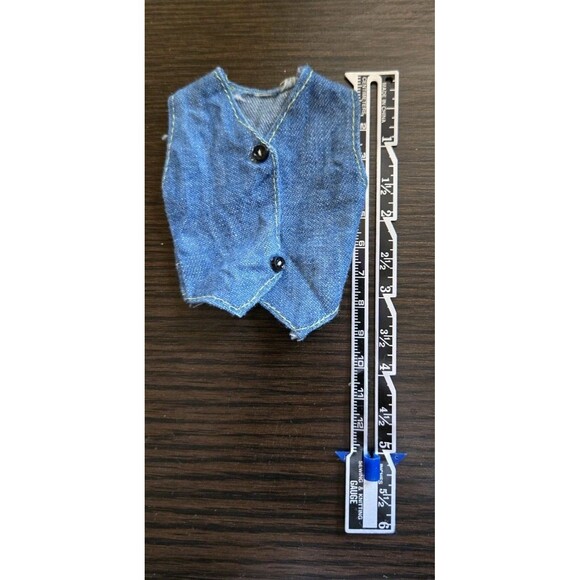Vintage 1980s Barbie? Clone Mod? Doll Outfit Blue Jean Denim Vest & Newsboy Hat - Picture 7 of 10